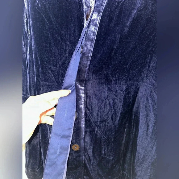 NWT John Mark Navy VELVET Wire Collar Button-Front M GORGEOUS 3/4 Sleeve - Picture 8 of 9